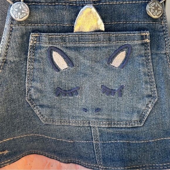 OshKosh B'gosh Blue and Pink Playful Unicorn Tulle Overalls - Picture 2 of 5